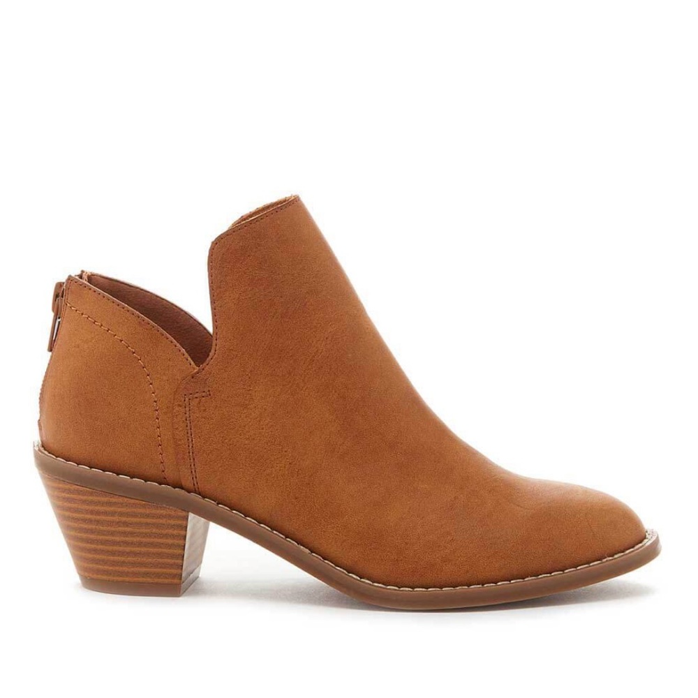 NIB Tan V Split Cut Out Detail Ankle Booties - Picture 3 of 4